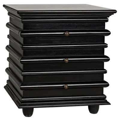 Noir Ascona 3 Drawer End Table In Hand Rubbed Black