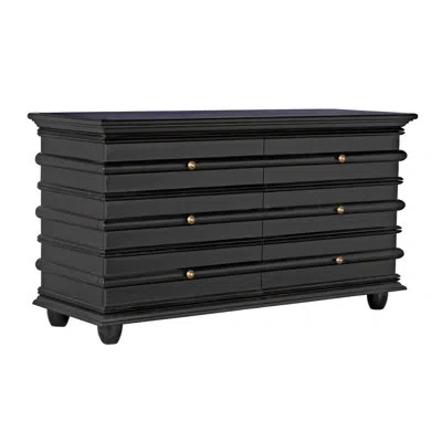 Noir Ascona 6 Drawer 61'' W Solid Wood Double Dresser In Hand Rubbed Black