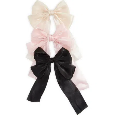 Noir Assorted 3-pack Ribbon Hair Bows In Multi