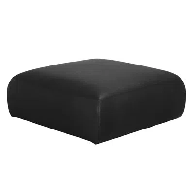 Noir Augustus Upholstered Pouf In Matte Black