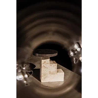 Noir Barnes 100% Marble Block End Table With Storage