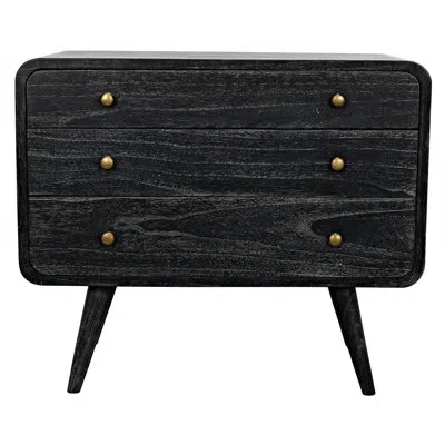 Noir Bart 3 Drawer Accent Chest In Cinder Black