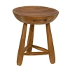 Noir Basel Solid Wood Accent Stool In Brown