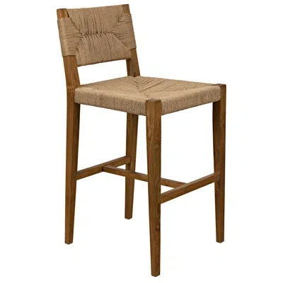 Noir Bran Solid Wood Stool In Dark Natural