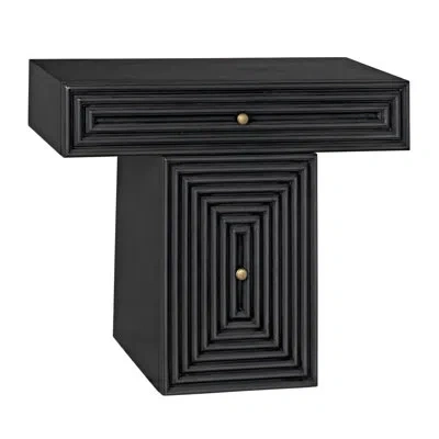Noir Brice 36" Solid Wood Console Table In Pale Black