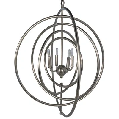 Noir Brooks 4 - Light Unique / Statement Globe Chandelier In Antique Silver