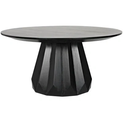 Noir Brosche 60" Mahogany Solid Wood Pedestal Dining Table In Hand Rubbed Black