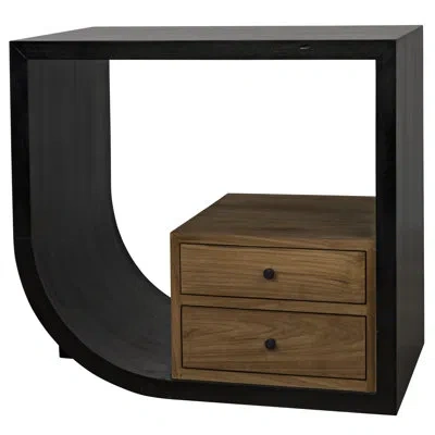 Noir Burton End Table With Storage In Hand Rubbed Black