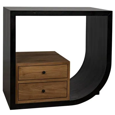 Noir Burton Right End Table With Storage In Hand Rubbed Black
