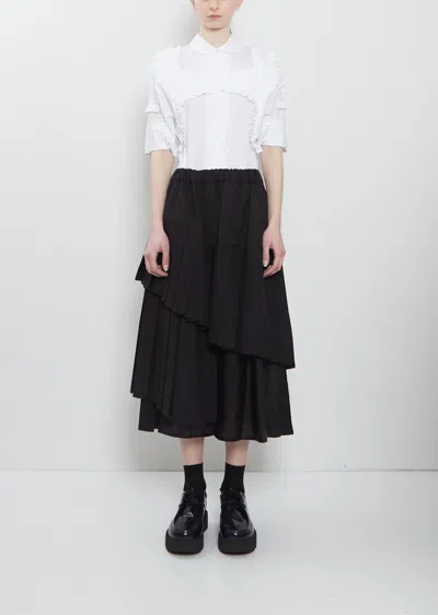 Noir By Kei Ninomiya Pleated Layered Wool Skirt In Black