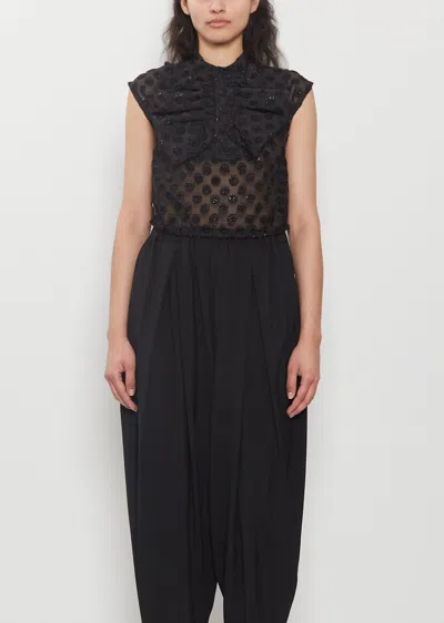 Noir By Kei Ninomiya Polka Dot Jacquard Georgette Blouse In Black