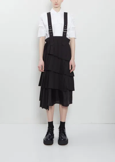 Noir By Kei Ninomiya Suspender Pleated Wool Skirt In Black