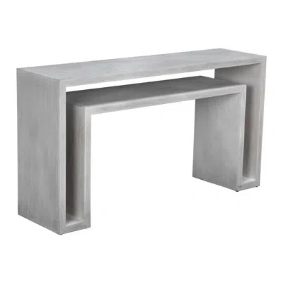 Noir Caine 56" Console Table In White Wash