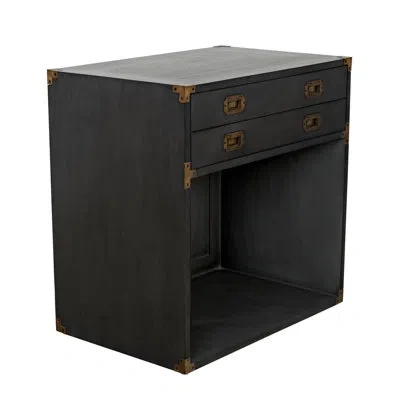 Noir Campaign 2 Drawer 28" W Solid Wood Chest In Pale
