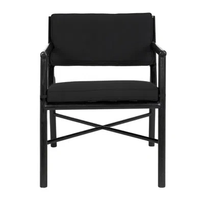 Noir Camworth Cotton Arm Chair In Charcoal Black