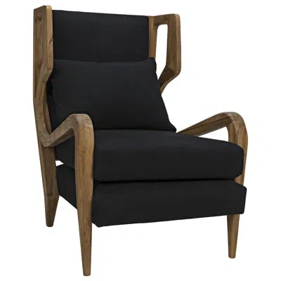 Noir Carol 29.5" Wide Cotton Lounge Chair In Black