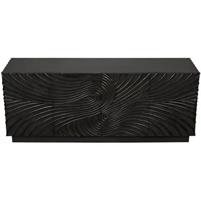 Noir Cavalier 80'' Wide Mahogany Solid Wood Sideboard In Black