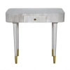 Noir Celine Solid Wood End Table With Storage In Gray