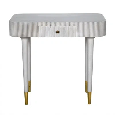 Noir Celine Solid Wood End Table With Storage In Gray