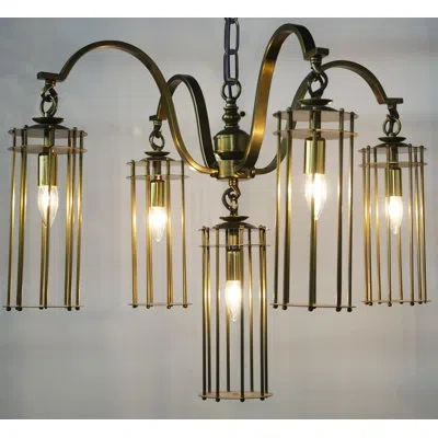 Noir Chandler 5 - Light Unique / Statement Classic / Traditional Chandelier In Antique Brass