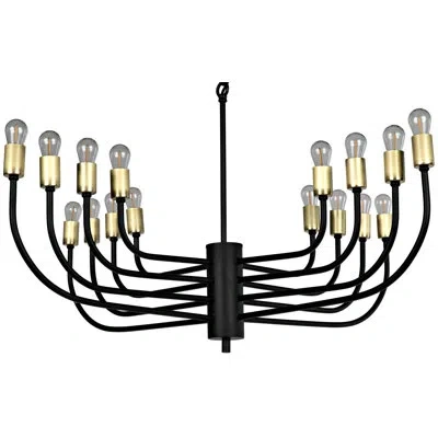 Noir Claude Chandelier In Matte Black,antique Brass