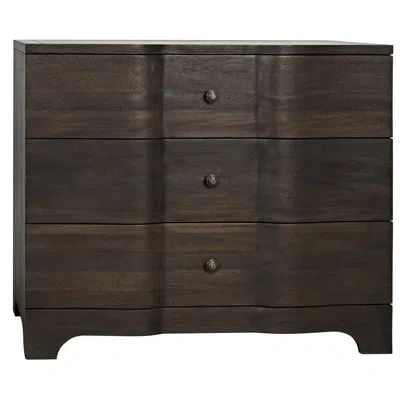 Noir Claudie 3 Drawer 38'' W Solid Wood Dresser In Ebony Walnut