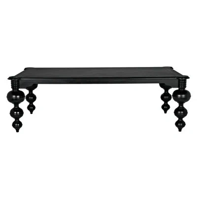 Noir Claudio Solid Wood Dining Table In Hand Rubbed Black