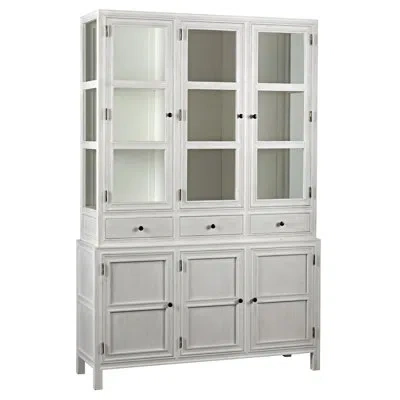 Noir Colonial China Cabinet In White Wash