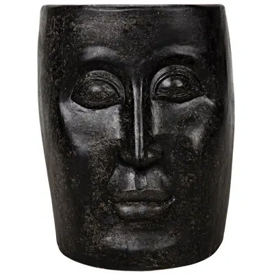 Noir Concrete Drum End Table In Black
