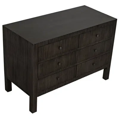 Noir Conrad 6 Drawers Double Dresser In Pale