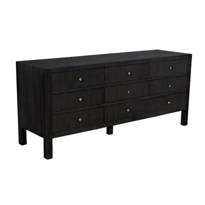 Noir Conrad 9 Drawers Double Dresser In Pale