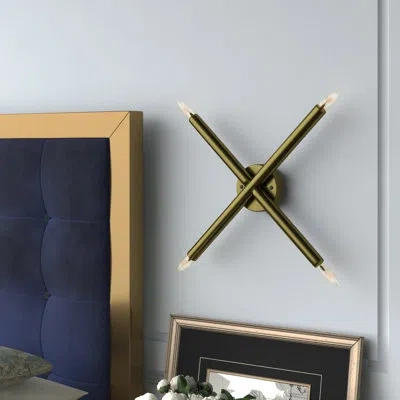 Noir Cross 4-light Armed Sconce In Antique Brass
