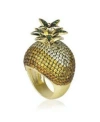 Noir Cubic Zirconia Pineapple Cocktail Ring In Gold