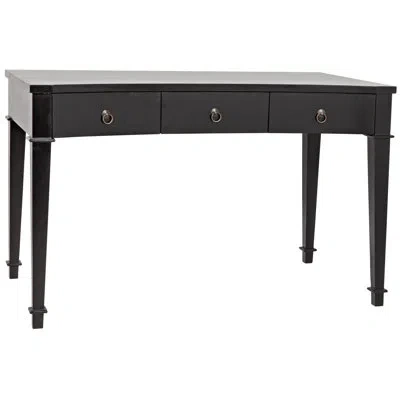 Noir Curba Solid Wood Desk In Hand Rubbed Black