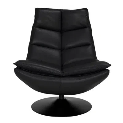 Noir Dante Swivel Chair In Santosa Matte Black