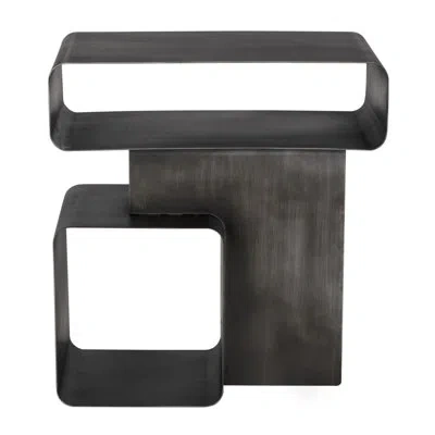 Noir Danville Side Table In Gun Metal