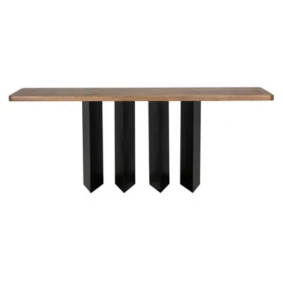Noir Delta Console With Metal Base In Dark Walnut