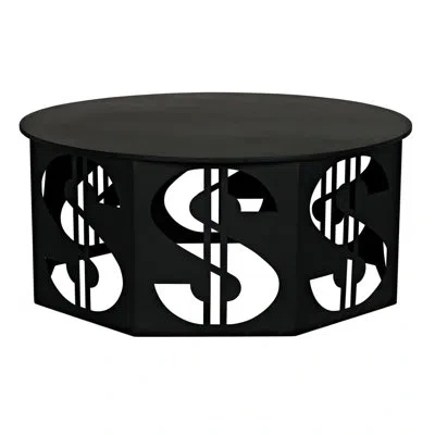 Noir Dollar Coffee Table, Black Steel In Matte Black