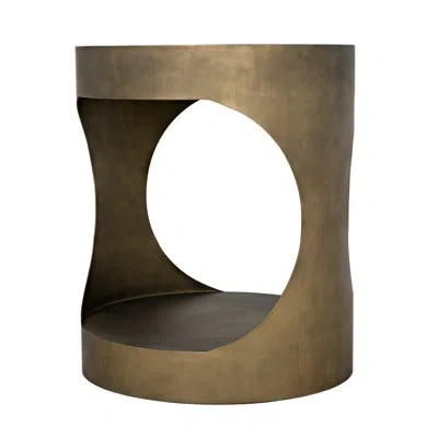 Noir Eclipse 26'' Tall Floor Shelf End Table In Aged Brass