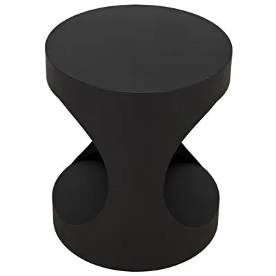 Noir Eclipse Drum End Table In Matte Black