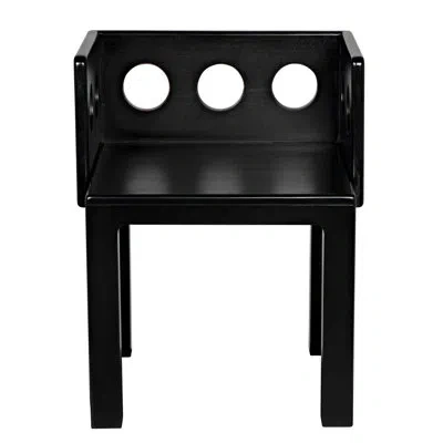 Noir Elton Solid Wood Low Back Arm Chair In Hand Rubbed Black