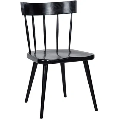 Noir Esme Solid Wood Windsor Back Side Chair In Rubbed Black