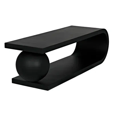 Noir Estelle Floor Shelf Coffee Table With Storage In Matte Black