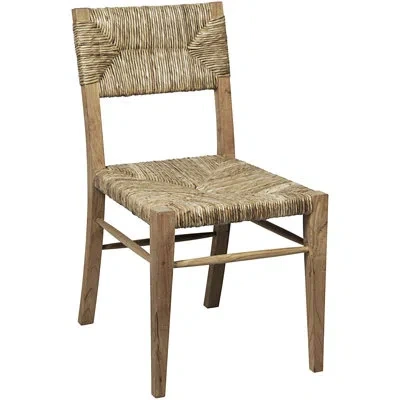 Noir Faley Rush Sea Grass Solid Wood Side Chair In Brown