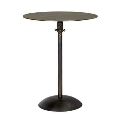 Noir Felix 20'' Tall Steel Pedestal End Table In Gun Metal