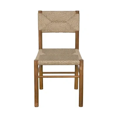 Noir Franco Solid Wood Side Chair In Brown/natural