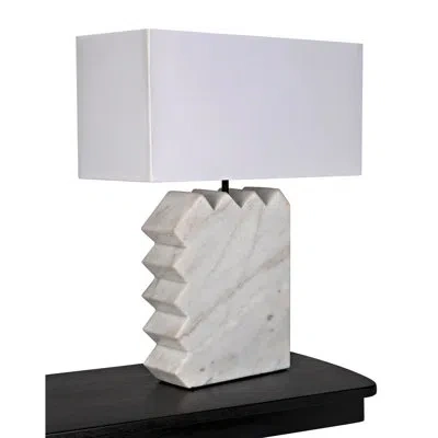 Noir Gaheris Marble Table Lamp In White Marble