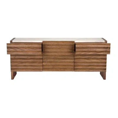 Noir Gauss Sideboard With Marble Top In Dark Walnut