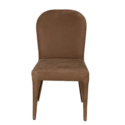 Noir Georgia Leather Upholstered Back Side Chair Dining Chair In Orris Brown