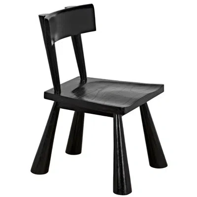 Noir Gilbert Solid Wood Side Chair In Charcoal Black